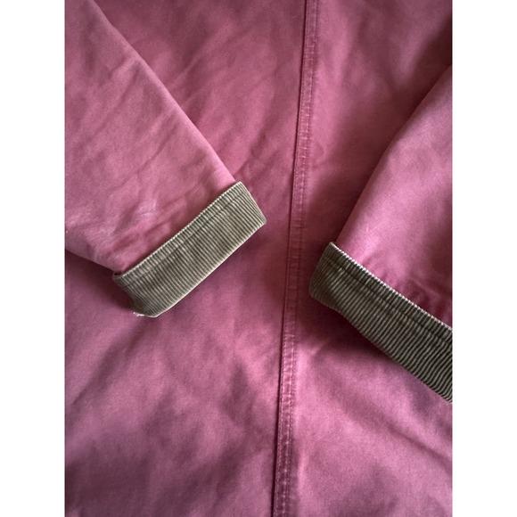 LL Bean Women Red Faded Chore Barn Work Jacket Coat Corduroy Collar Large Petite - Picture 7 of 8